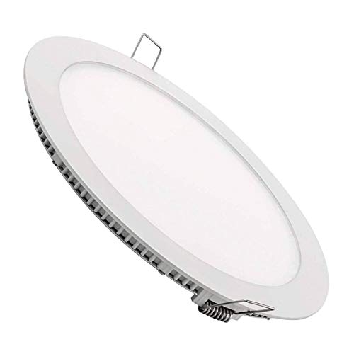 Panel LED redondo plano, 18W, 1600 lumenes reales! driver incluido. Corte standard 200mm. (Blanco Frio (6500K), Pack 2x)