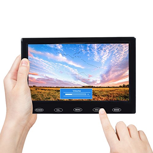 Pantalla 7 Pulgadas TFT LCD TOGUARD Pantalla UltraFina Portable Monitor Full HD 1024x600, Entrada AV/VGA/HDMI, con Botones Táctiles, Altavoz Integrado, Compatible con Cámara de Seguridad