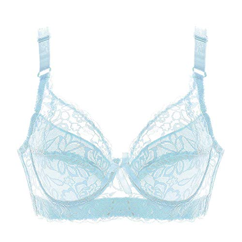 Peach-girl 2020 - Bralette con aros para mujer, talla grande Azul Inalámbrico 80C