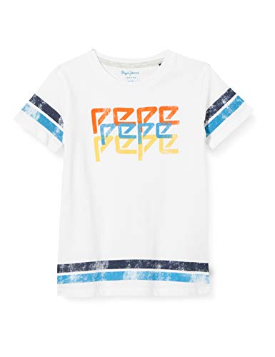 Pepe Jeans Adrian Camiseta, Blanco (Optic White 802), 8-9 años (Talla del Fabricante: 8) para Niños