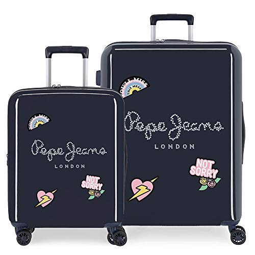 Pepe Jeans emi Juego de Maletas Azul 55/70 cms Rígida ABS Cierre TSA 119.5L 4 Ruedas Equipaje de Mano