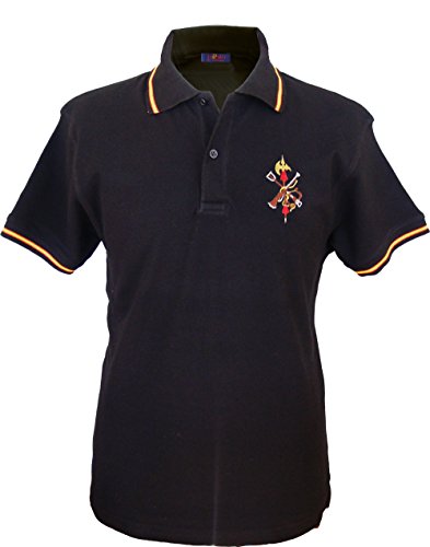 Pi2010 - Polo Legión Española Hombre/Bandera de España en Cuello y magas/Negro/Talla M