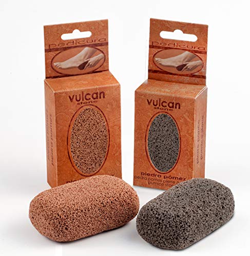 Piedra Pómez Vulcan - Pack de 2 unidades (Colores: Terracotta - Gris) - Elimina durezas y callosidades de pies y manos