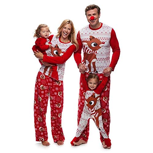 Pijamas de Navidad Familia, Ropa de Noche Homewear Algodón Camisas de Manga Larga + Pantalones Largos Sudadera Invierno Conjunto de Pijamas Familiar para Dad Mom Niños Bebé (Baby, 3-6 Meses)