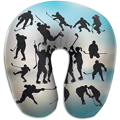 PQU Awesome Cojines,Almohada De Tiro del Jugador del Hockey sobre Hielo, Almohada Portátil del Cuello para El Resto del Viaje del Aeroplano