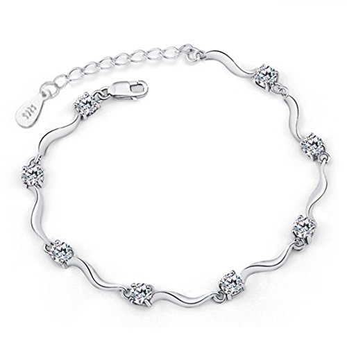 Privado Twinkle - Pulsera de plata de ley 925 hecha con brillantes blancos de Zirconia para mujeres y niñas