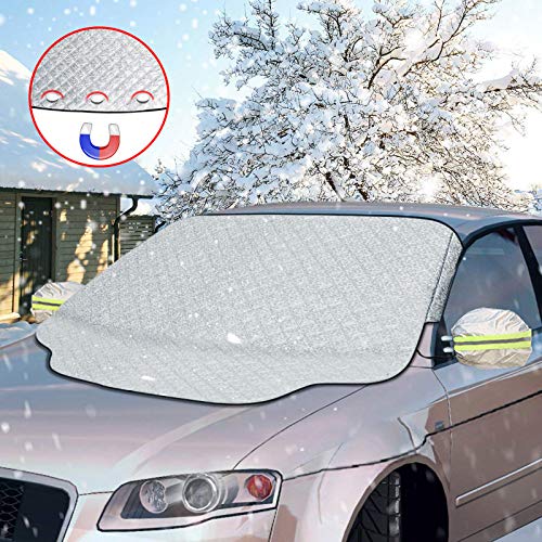 Protector para Parabrisas, otumixx Protector de Parabrisas Magnético Cubierta de Parabrisas para Coche Protege de Hielo, Nieve Viento y Lluvia, Funda Plegable Parabrisa Delantero Universal, 186x120cm