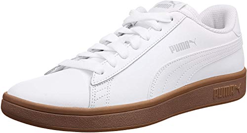 PUMA Smash V2 L, Zapatillas Unisex Adulto, Blanco White/Gray Violet/Gum, 40 EU