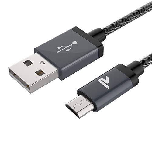 RAMPOW Cable Micro USB 2M Carga Rápida -Garantía De por Vida- 2.4A Cable USB Sincro y Carga USB Compatible con Android, Samsung Galaxy, Kindle, Sony, Nexus, Motorola y más - Gris Espacial