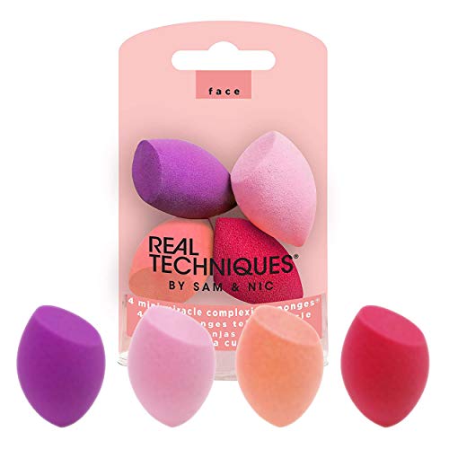 Real Techniques Mini Miracle Complexion Sponges - Esponja milagrosa para rostro, tamaño mini (juego de 4)