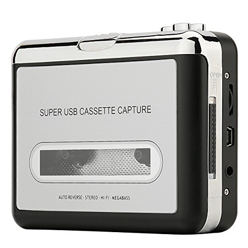 Reshow Reproductor de Cassette - Reproductor de cinta portable captura audio música MP3 vía USB - Compatible con ordenadores portátiles y ordenadores personales – Convertir Walkman Cinta Cassettes a Formato (Plata)