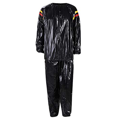 riou Conjunto de chándal y pantalón para Hombre PVC Fitness Clothes Sports Ropa de Sauna y Sudor Rojo y Amarillo Traje Adelgazante Manga Larga Casual Abrigo Chandal