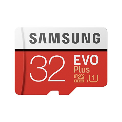 Samsung EVO Plus - Tarjeta de memoria microSD de 32 GB con adaptador SD, 95 MB/s, UHS1, color rojo y blanco