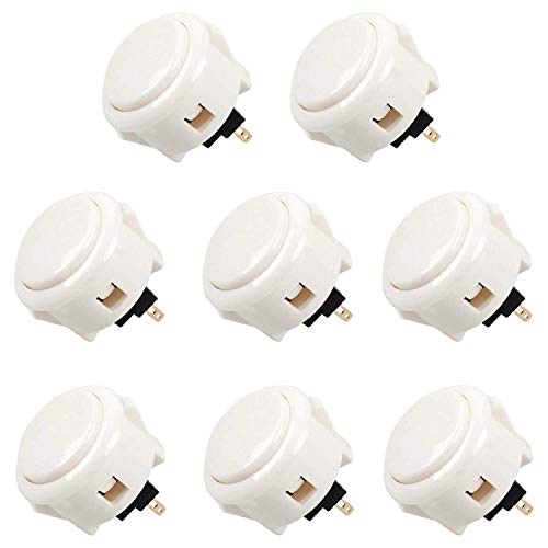 Sanwa 8 piezas OBSF-30 blanco OEM Arcade pulsadores (Mad Catz SF4 Tournament Joystick compatible) Sanwa OBSF-30 30 mm pulsadores (blanco) para Arcade Joystick consola de juegos