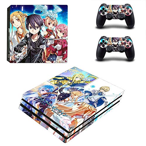 Sao Ps4 Pro Skin Ps 4 Pro Pegatinas Pegatinas Vinilo Sword Art Online Skins para Playstation4 Pro Console y dos controladores