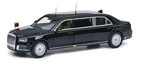 Schuco Aurus Senat 450910000 - Coche de Modelo, Escala 1:43, edición Limitada 1000, Resina, Color Negro, Incluye Vitrina Transparente Set B con Caja de cartón para coleccionistas