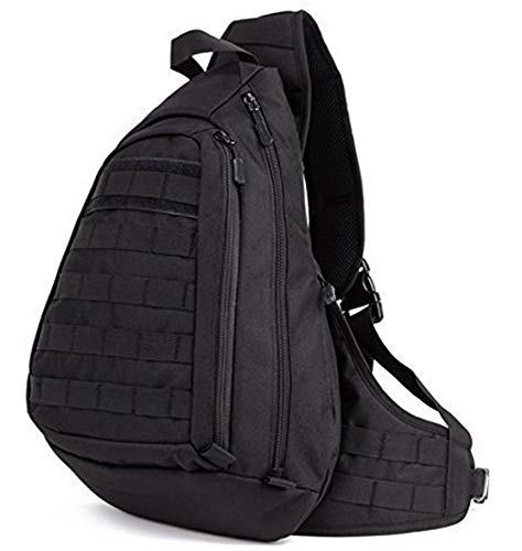 Selighting Mochila de Hombro, Mochila de Bandolera Mochila de Pecho Impermeable Mochila Bolsa Militar Táctica Mochila Multifuncional para Cazar, Senderismo, Ciclismo,Camping Hombre Mujer (Negro-1)