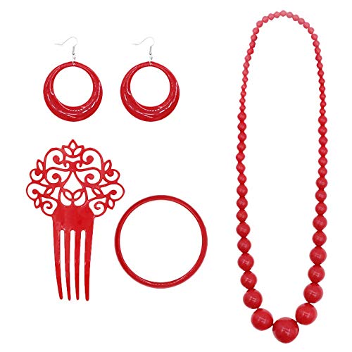 Set Accesorios Flamenca Sevillanas Rojo (4 PCS)