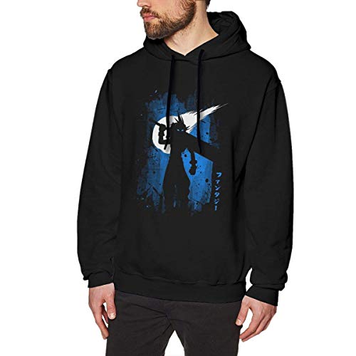 Shadow of The Meteor Final Fantasy Sudaderas con Capucha para Hombre Sudadera con Cuello Redondo y Manga Larga Negro