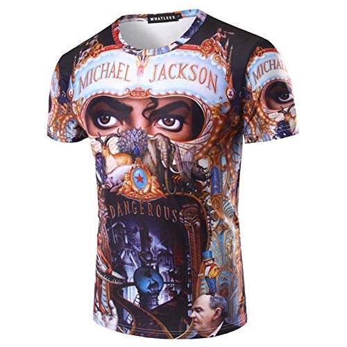 Shuanghao MJ Jackson Dangerous Top Punk Cotton 100% Colorful Tshirt Tees Top Royal Casual T-Shirt (2XL)