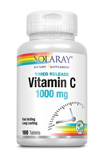Solaray Vitamin C 1000mg | con Escaramujo y Acerola | Acción Retardada| Sin Gluten | Apto Para Veganos | 100 comprimidos