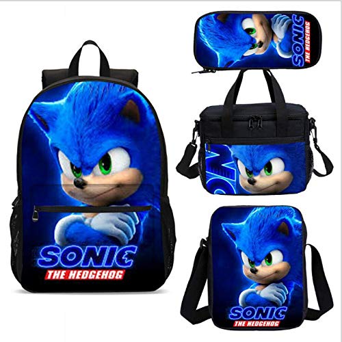 Sonic Mochila 3pcs/Lote Anime Figura Escuela Infantil Mochila Sonic The Hedgehog Kids School Bags Cartoon Design 3D Mochila Personalizada para Regalo