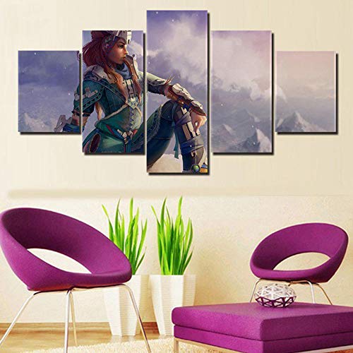 Speedcoming HD decoración del hogar Lienzo Pintura 5 Piezas Horizon Zero Dawn imágenes Arte de Pared Impresiones Modular Cartel de Juego Moderno para habitación de niño 40x60cm 40x80cm 40x100cm