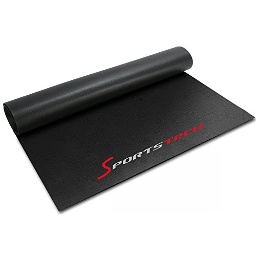 Sportstech, Alfombra Fitness 4-6mm para máquina de Ejercicios o Bicicleta. Estera Gimnasio,Esterilla Antideslizante y Resistente al Sudor para Yoga,Pilates Bikram, BM126 Negra 1200x600x6mm