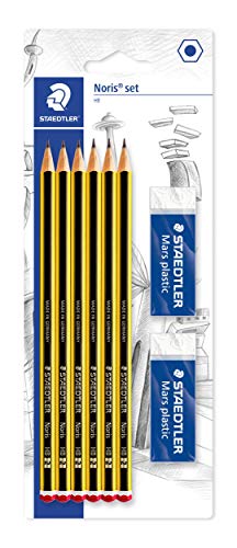 STAEDTLER 120 R BK6D - Blíster 6 lápices Noris HB + 2 gomas de borrar Mars Plastic 526 50