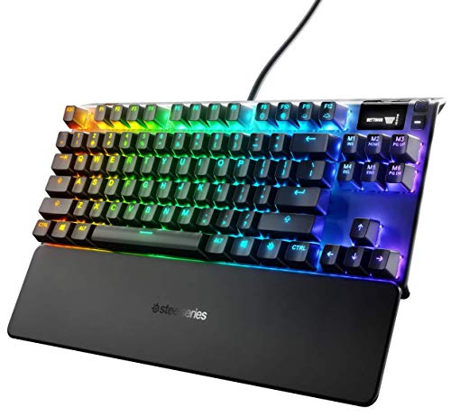 SteelSeries Apex 7 TKL - Teclado mecánico para Gaming, Compacto, Display OLED, Interruptores Azul, Teclado QWERTY Americano (US)