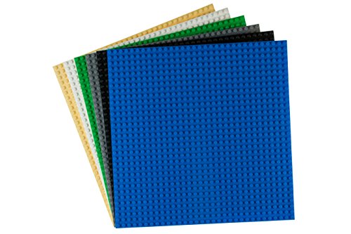 Strictly Briks Pack de 6 Bases para Construir - Compatible con Todas Las Grandes Marcas - 25,4 x 25,4 cm - Negro Azul Gris Verde Arena Blanco