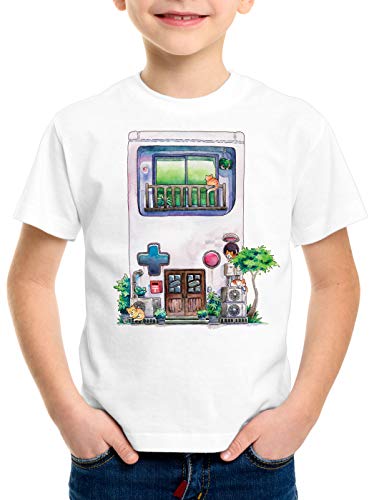 style3 Game Mansion Camiseta para Niños T-Shirt Pixel Boy 8bit casa Japonesa, Talla:104