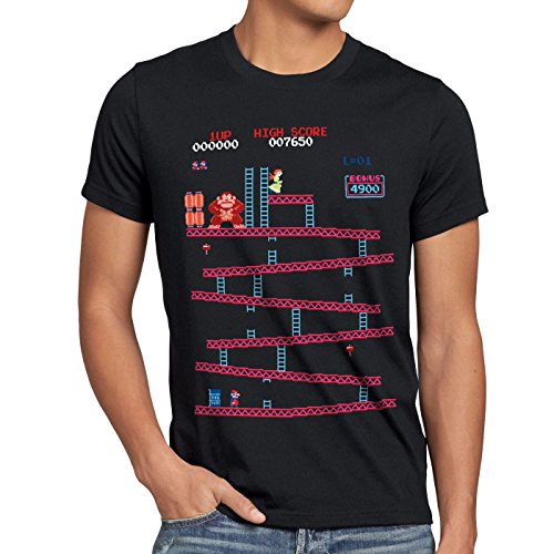 style3 Retro Kong Camiseta para Hombre T-Shirt Donkey Geek NES Nerd Gamer, Talla:2XL