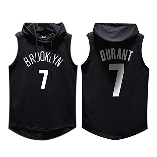 Sudadera con Capucha para Hombre Nets 7# Kevin Durant Camiseta de Baloncesto con Capucha, Camiseta de Baloncesto sin Mangas con Capucha, Ropa Deportiva al Aire Libre para fanáticos-Black-M(175CM/60K