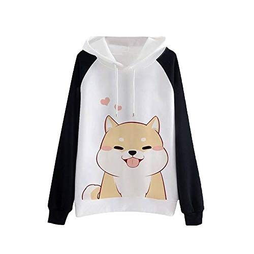 Sudadera Mujer Capucha, K-Youth Mujer Sudaderas con Capucha Manga Larga Sudaderas Tumblr Mujer Casual Kawaii Animal Blusa Tops 2018 Otoño Invierno Hoodie Sweatshirt Chicas(Negro, M)