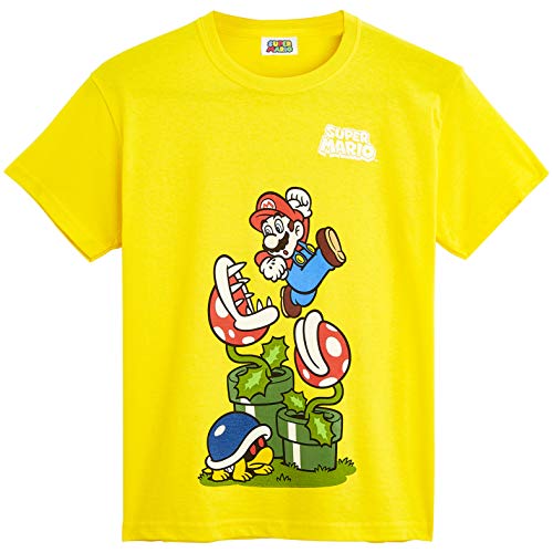 Super Mario Camiseta Niño, Ropa Niño Algodón 100%, Camisetas de Manga Corta con Personaje Mario Bros, Merchandising Oficial Regalos para Niños y Adolescentes Edad 5-12 Años (9-10 años)