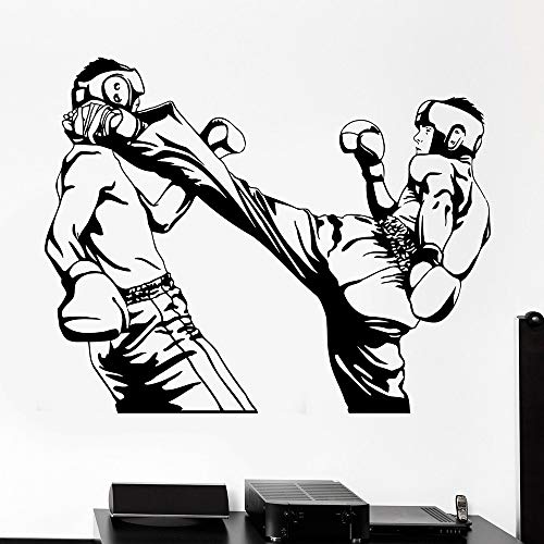 Taekwondo Sports Vinilo Adhesivo de pared Karate Kick Boxing Boxer Tatuajes de pared Inicio Dormitorio Decoración Accesorios Extraíble