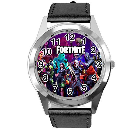 TAPORT® Reloj de cuero negro para fans de FORTNITE