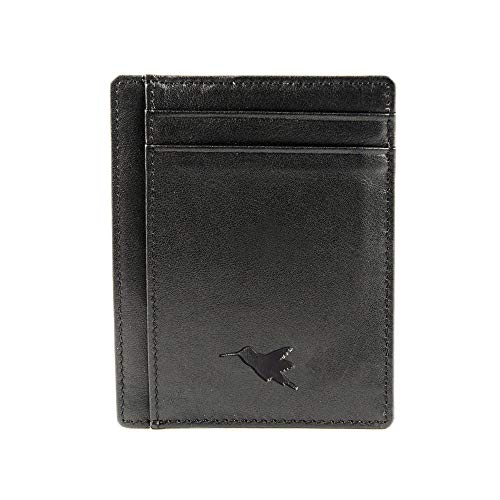 Tarjetero Delgado Anti-RFID de Nomalite | Cartera/Billetera Slim Negra de Cuero Vegan, Bloqueo RFID, 4 Huecos para Tarjetas de crédito y 1 para Billetes. De Piel, Ideal para Hombre y Mujer en Viaje.