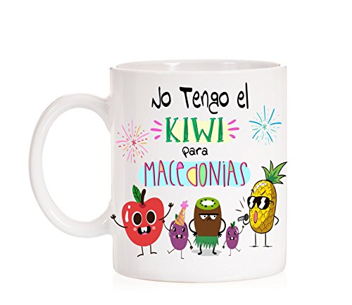 Taza No Tengo el Kiwi para macedonias. Divertida Taza de Regalo para Amigas o para cumpleaños, Fiestas. Ideal para sorprender con Caja Divertida a Juego.