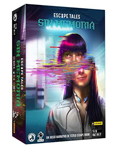 TCG Factory Escape Tales SIN Memoria Juego de Mesa en español, narrativo de Estilo Escape Room. 1 a 4 Jugadores. Adéntrate en una intensa Aventura de Ambiente ciberpunk