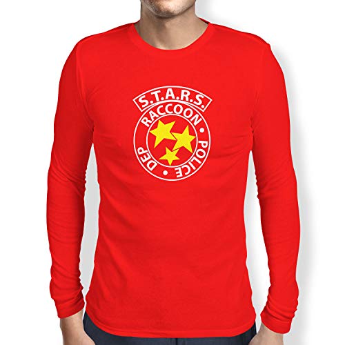 Texlab RE: S.T.A.R.S. Logo Langarm Camiseta, Hombre, Rojo, Small