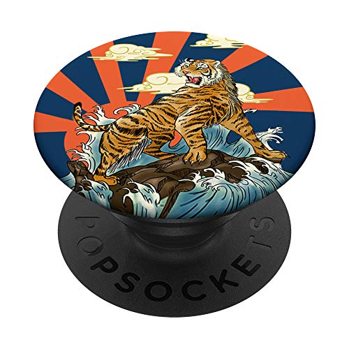 Tigre oriental japonés en la tierra del sol naciente PopSockets PopGrip: Agarre intercambiable para Teléfonos y Tabletas