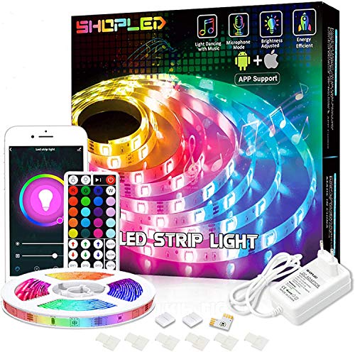 Tiras LED Compatible con Alexa/Google Home, SHOPLED 5M Smart WiFi Tira LED controlada por APP y RF Control Remoto, Sync con Música, RGB Multicolor Luces LED para Dormitorio Cocina TV Fiesta Decoración