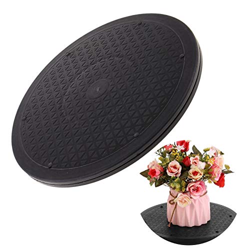 Tocadiscos Rotación de 360° Plataforma Giratoria Multiusos Superficie de Patrón de Diamante, para Monitor, Laptops, Utensilios de Cocina, Proyectos de Manualidades, Plantas Bonsai—Negro, Redondas