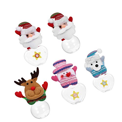 Tomaibaby 5 Unids Tarros de Dulces de Navidad Santa Claus Muñeco de Nieve Reno Oso Organizador de Dulces de Plástico Transparente para Galletas Biscuit Dulces Suministros para Fiestas de