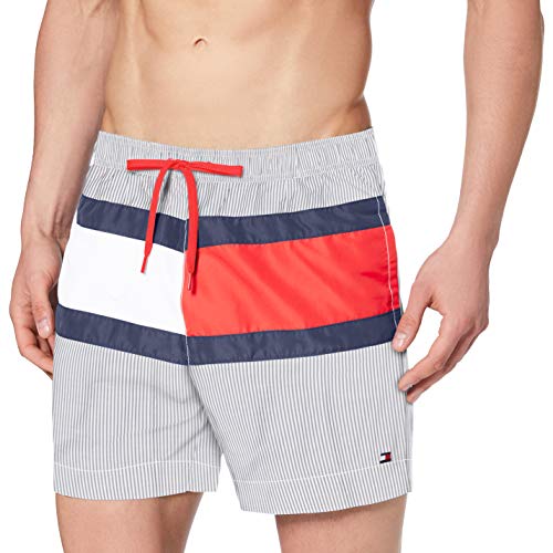 Tommy Hilfiger Medium Drawstring Bañador, Blanco, Small (Talla del Fabricante:) para Hombre