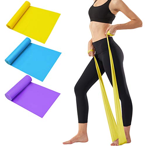 Tompig Bandas Elasticas Fitness Set de 3, Cintas Elásticas con 3 Niveles de Resistencia, Bandas Elásticas para Fisioterapia, Yoga, Pilates, Fitness,Entrenamiento en el hogar