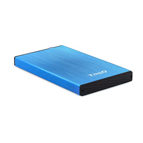 TooQ TQE-2527BL - Carcasa para discos duros HDD de 2.5", (SATA I/II/III de hasta 9.5 mm de alto, USB 3.0), aluminio, indicador LED, color azul, 50 grs.