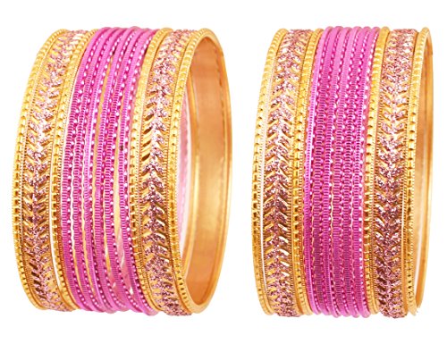 Touchstone Colorido metálico 2 docenas de brazaletes de la colección de Joyas Pulseras Especiales para Mujer 2.75 Conjunto de 2 Rosado Fucsia